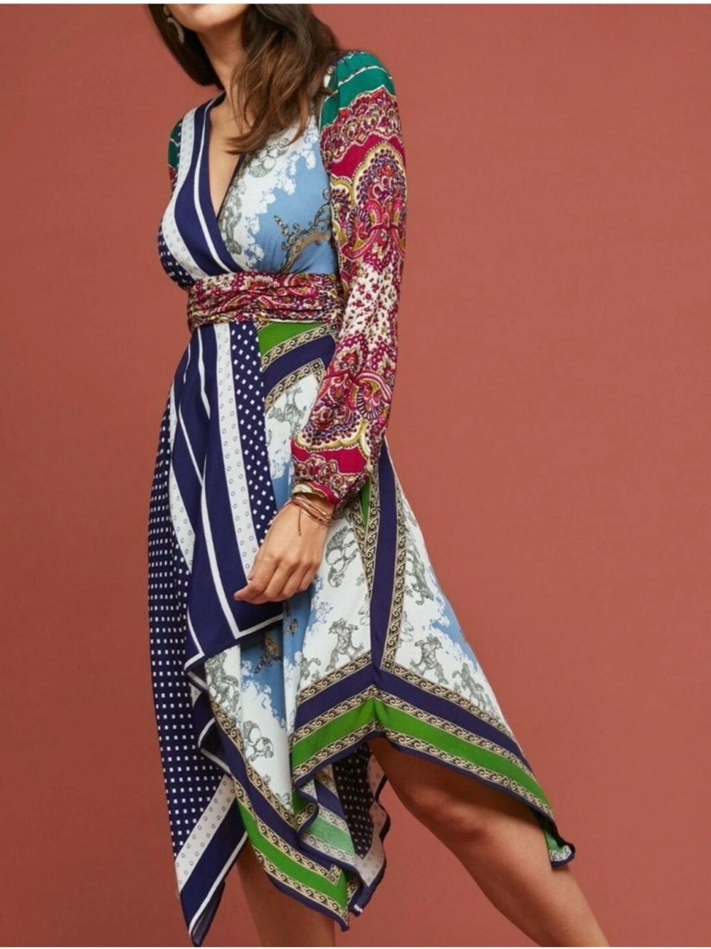 Anthropologie Istanbul Midi Boho Wrap Dress by Moulinette Soeurs Sz 10
